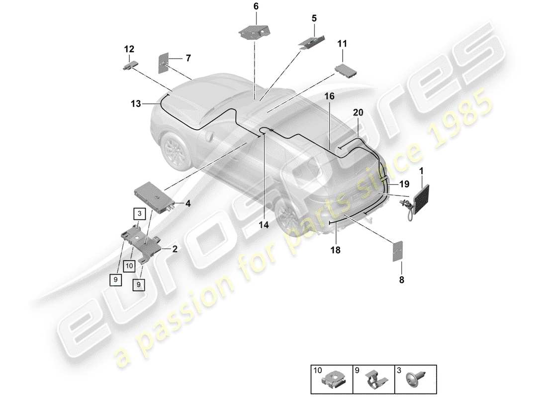 porsche cayenne e3 (2020) antenna part diagram