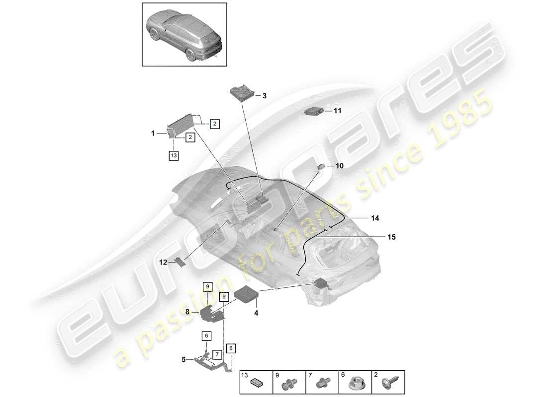 porsche cayenne e3 (2019) display part diagram