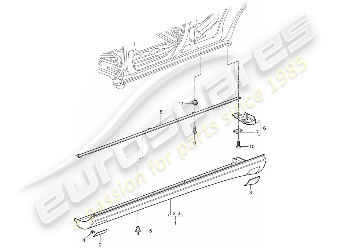 porsche cayenne (2008) trims part diagram