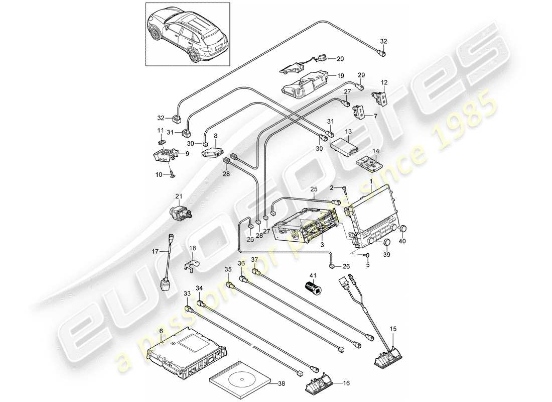 porsche cayenne e2 (2017) operating unit part diagram