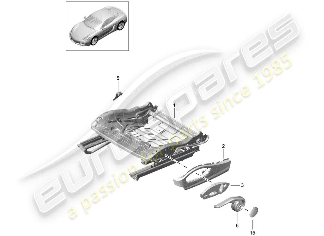 porsche cayman 981 (2014) seat frame part diagram