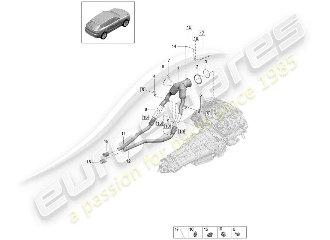 porsche macan (2019) catalyst part diagram