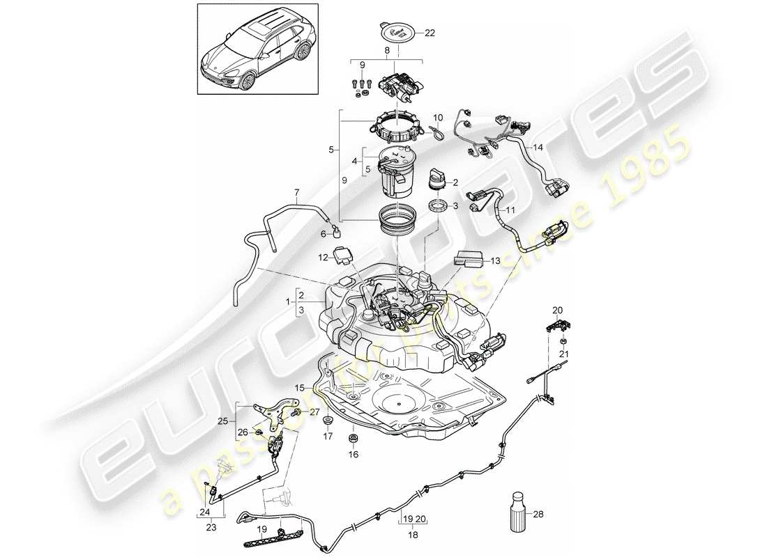 porsche cayenne e2 (2017) ex. emission control system part diagram