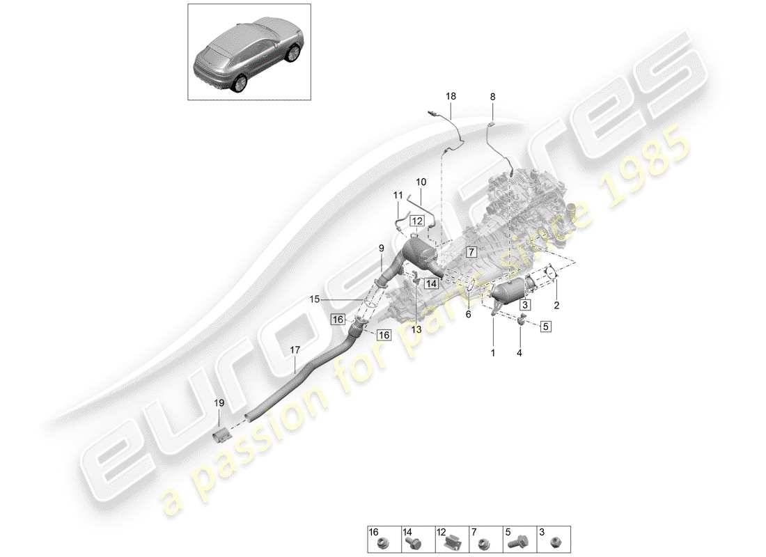 porsche macan (2019) catalyst part diagram