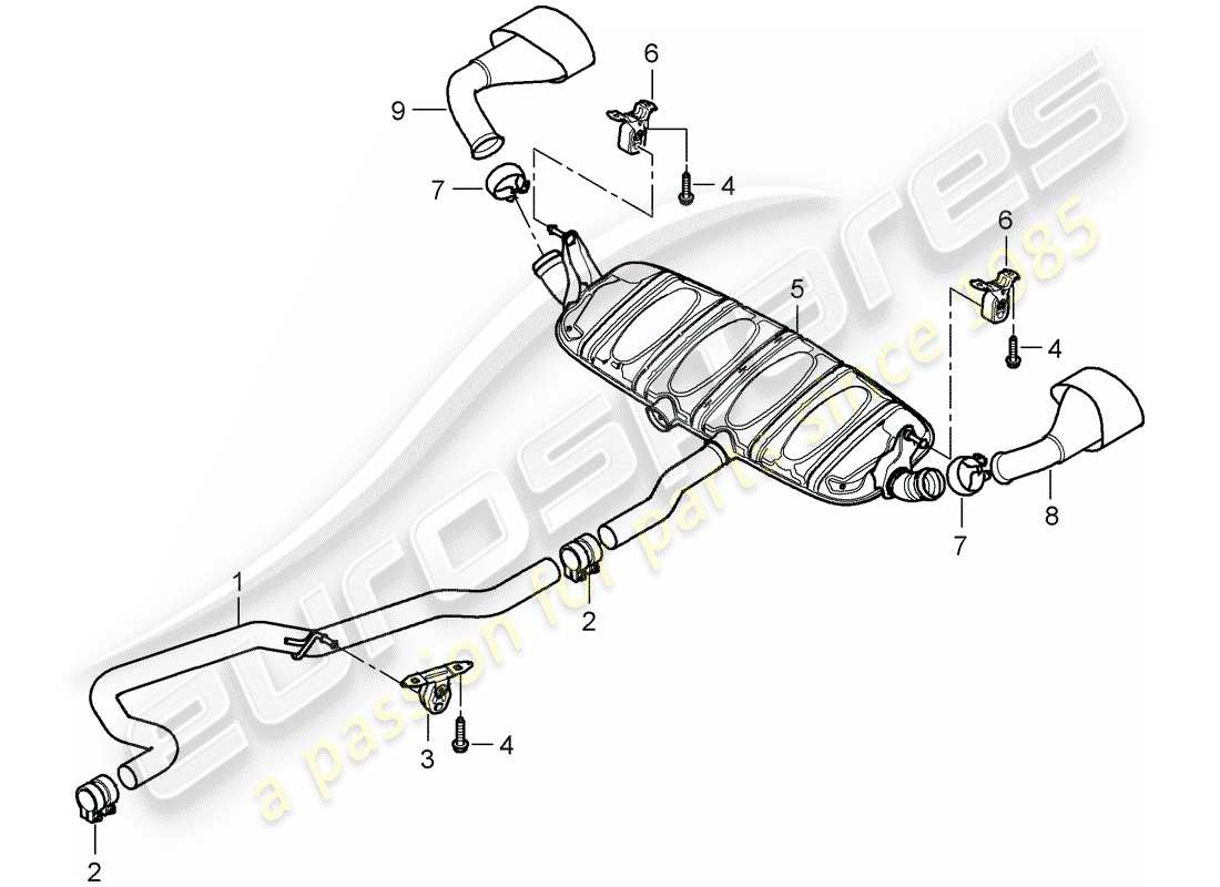 porsche cayenne (2008) exhaust system part diagram