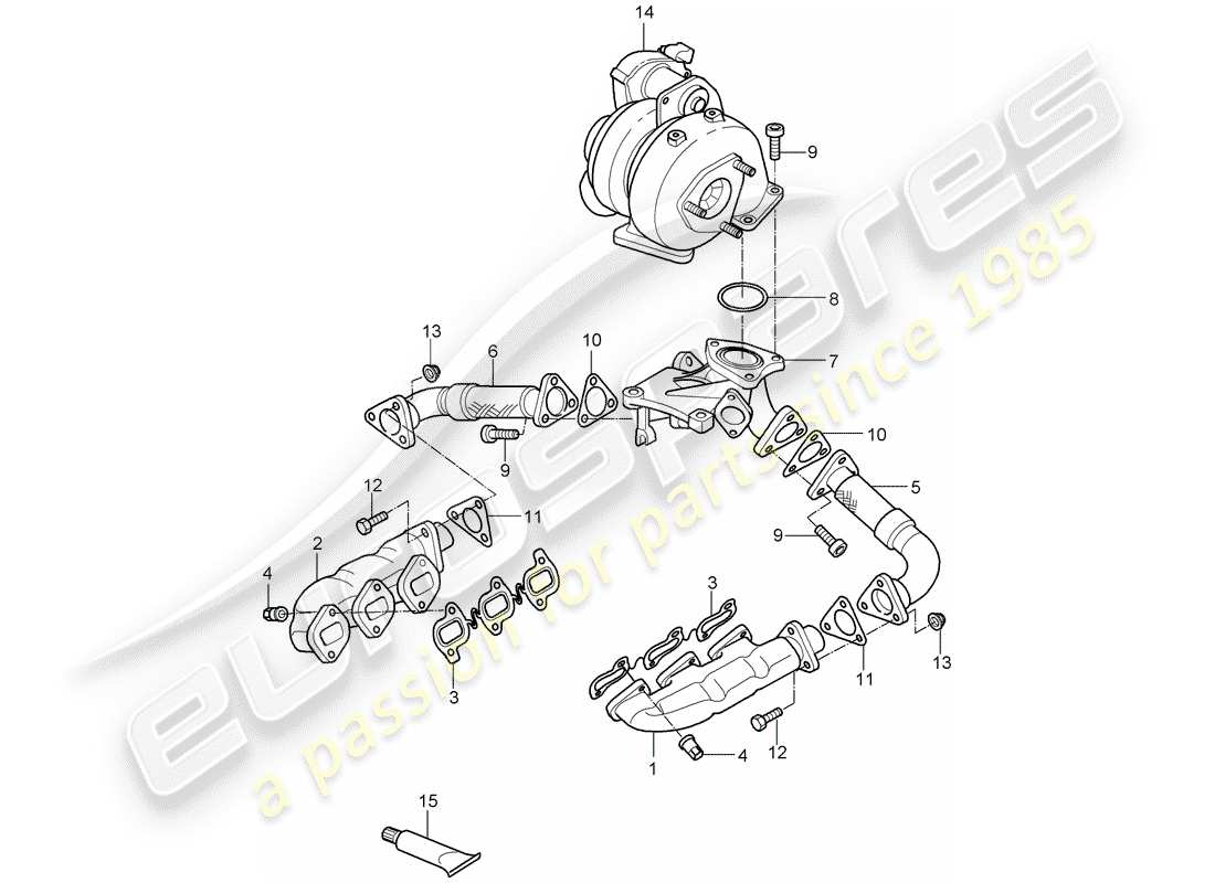 porsche cayenne (2010) exhaust system part diagram