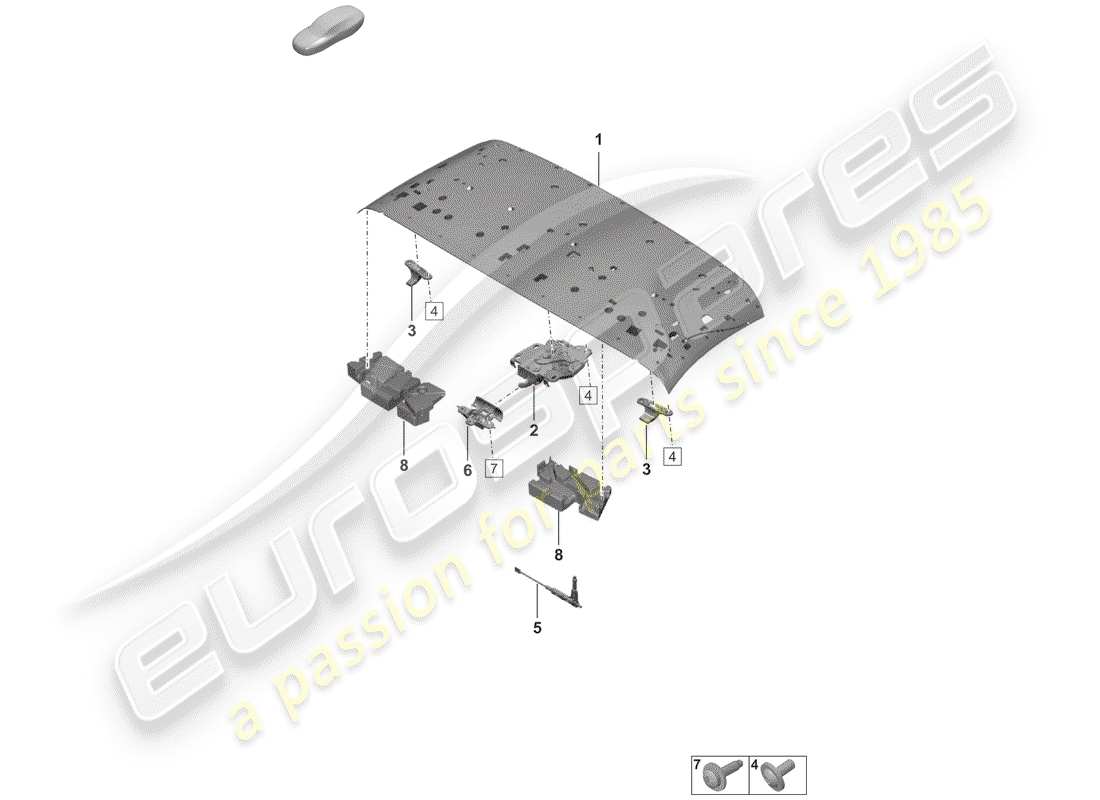 porsche 2019 top frame part diagram