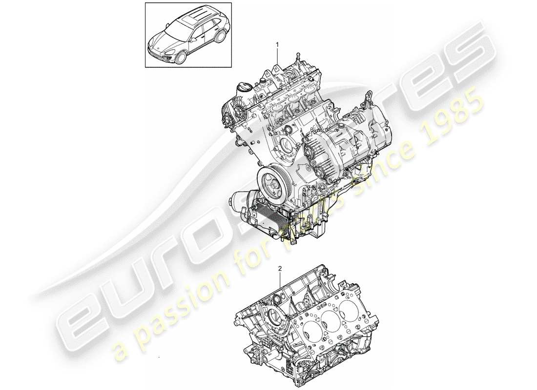 porsche cayenne e2 (2017) long block part diagram