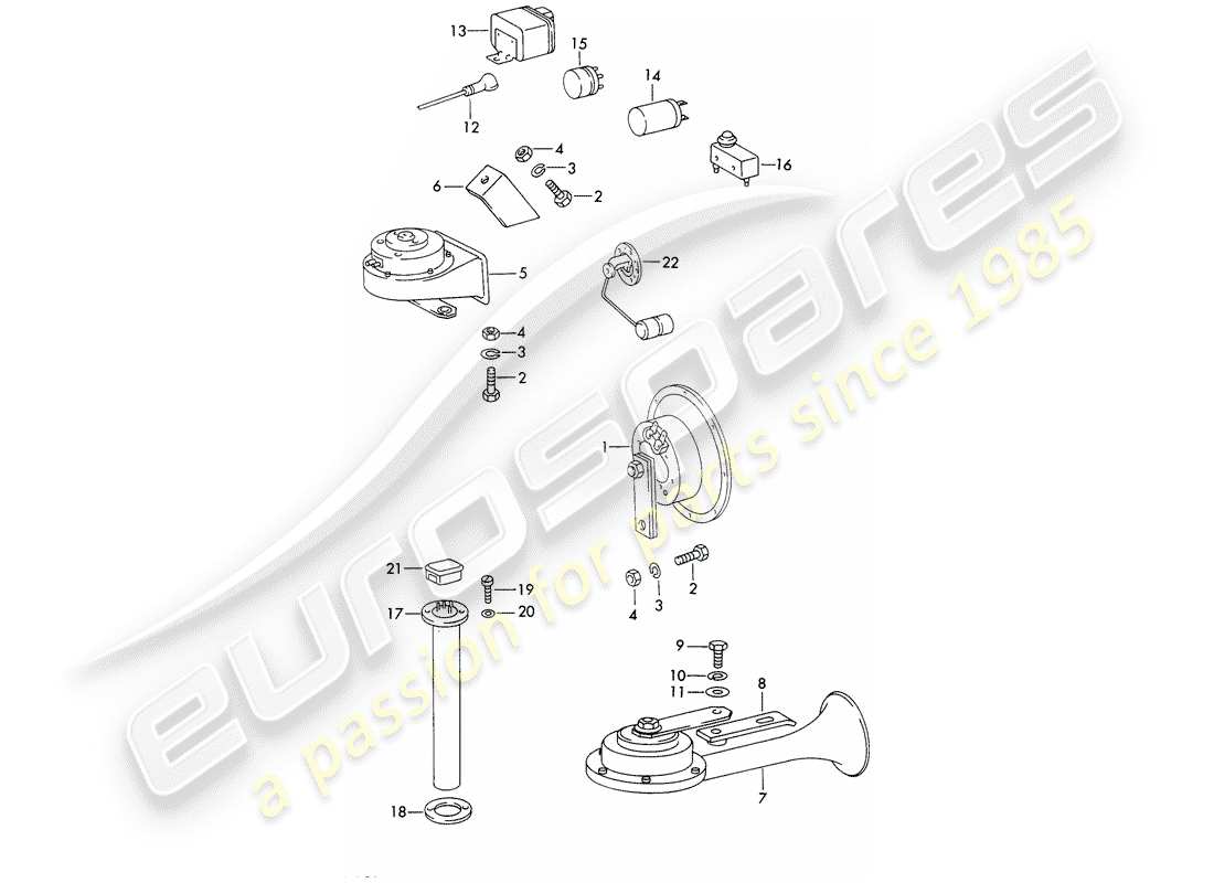 porsche 911 (1971) horn - relay part diagram