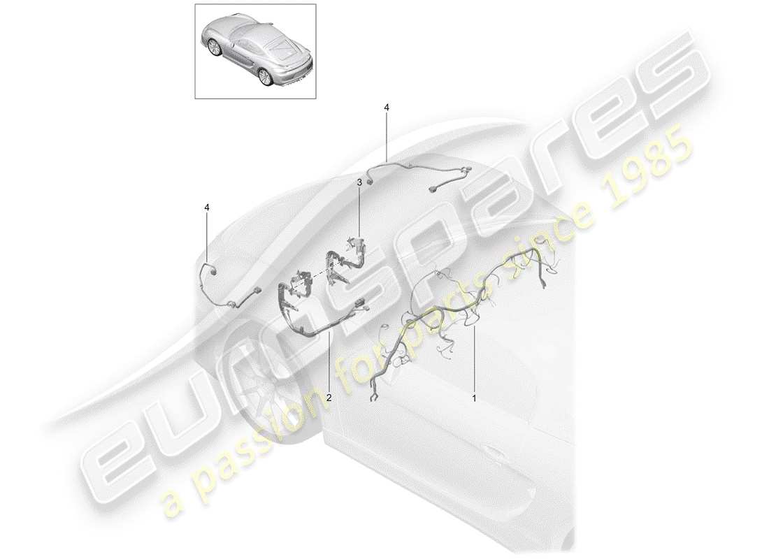 porsche cayman gt4 (2016) wiring harnesses part diagram