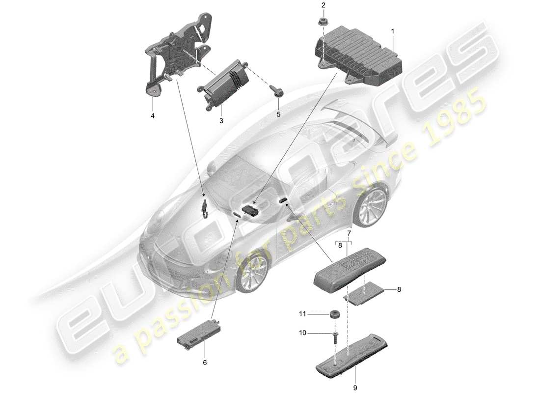 porsche 991r/gt3/rs (2019) amplifier part diagram