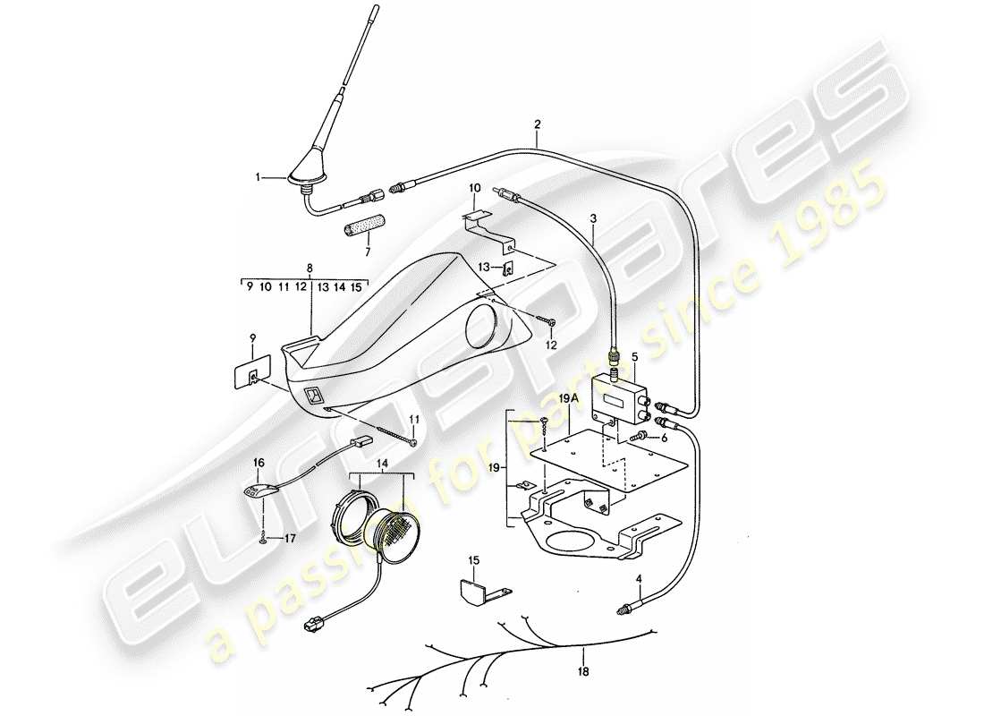 porsche 928 (1992) phone preparation part diagram