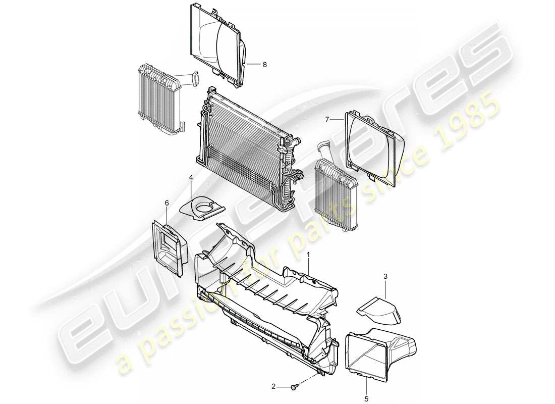 porsche cayenne (2010) cooling air duct part diagram