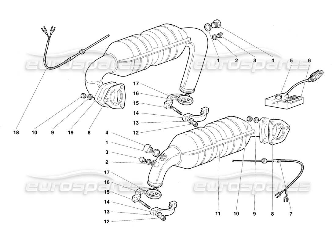 lamborghini diablo se30 (1995) exhaust system part diagram