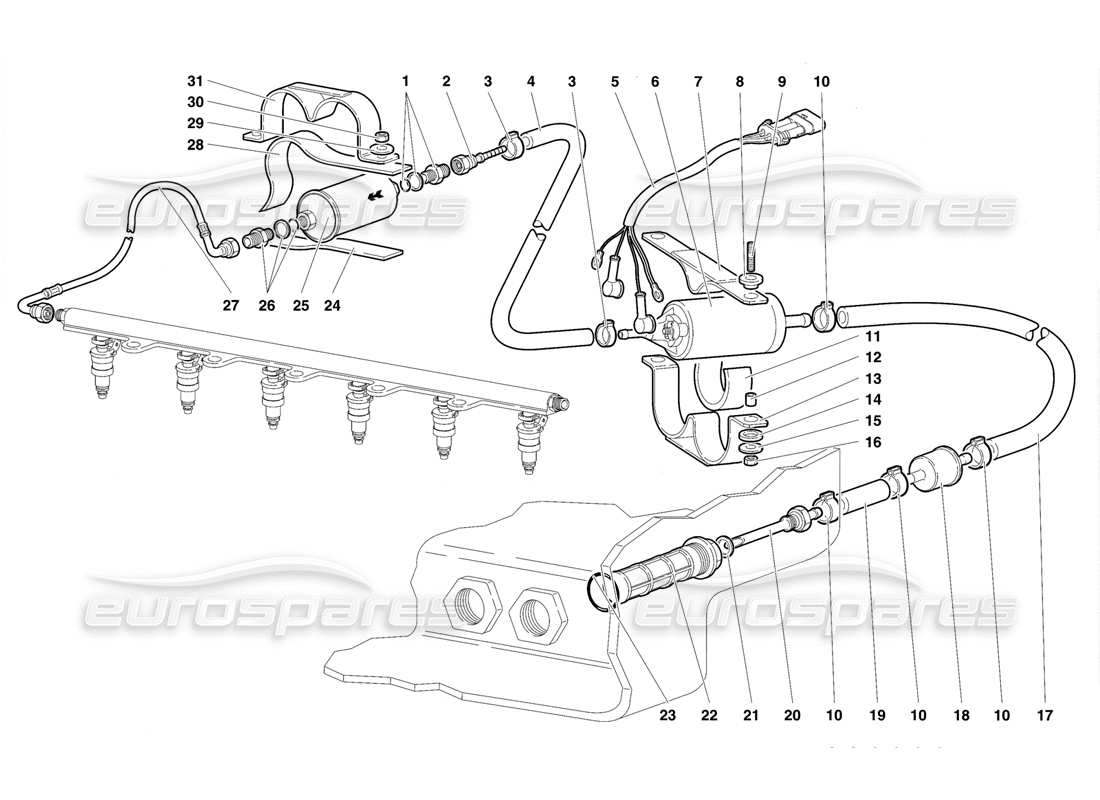 lamborghini diablo se30 (1995) fuel system part diagram