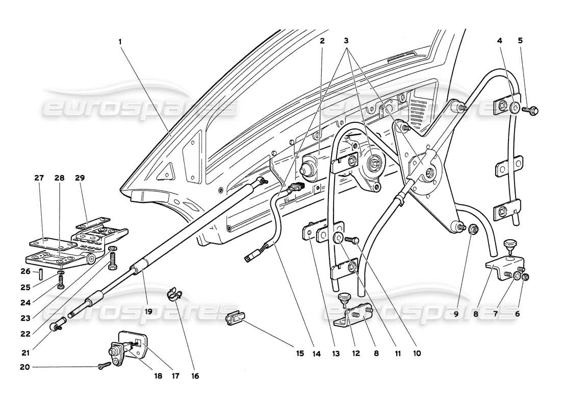 lamborghini diablo 6.0 (2001) doors part diagram