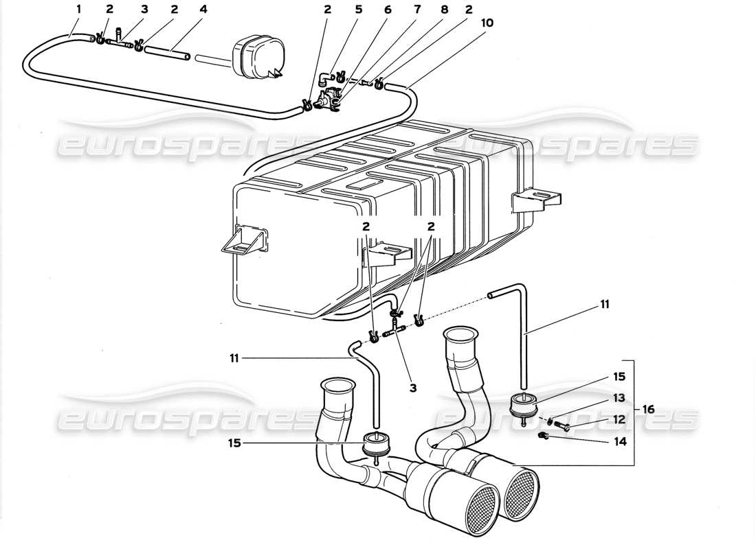 lamborghini diablo gt (1999) exhaust system part diagram