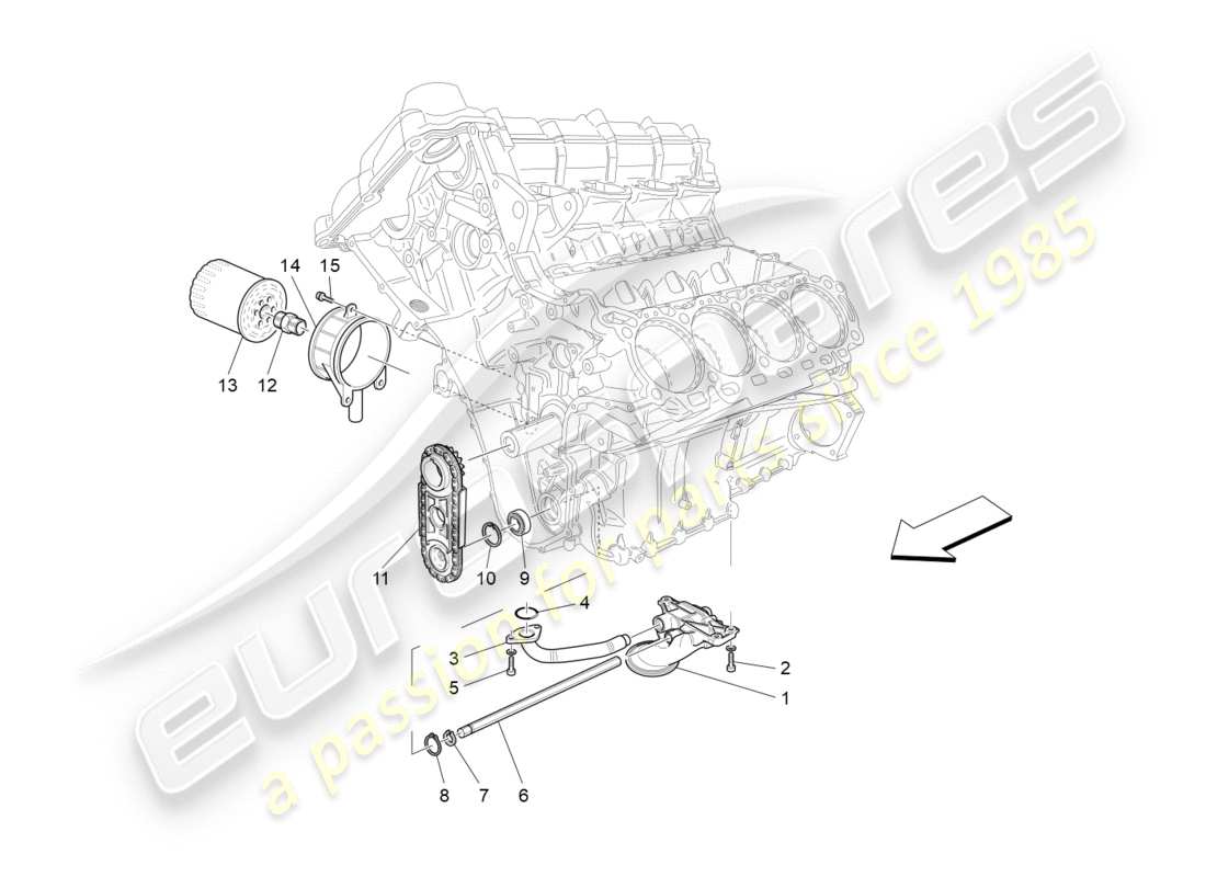 maserati granturismo (2012) lubrication system: pump and filter part diagram