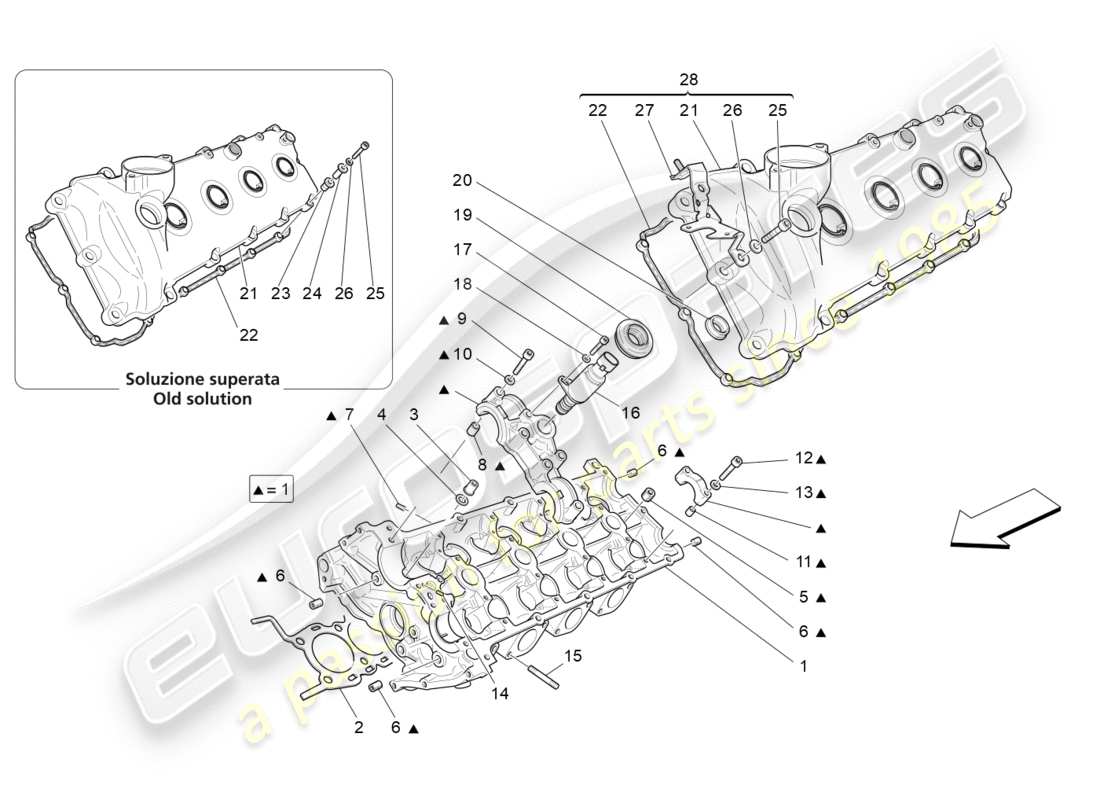 maserati granturismo (2011) lh cylinder head parts diagram