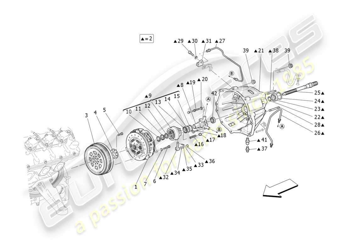 maserati granturismo (2011) friction discs and housing for f1 gearbox part diagram