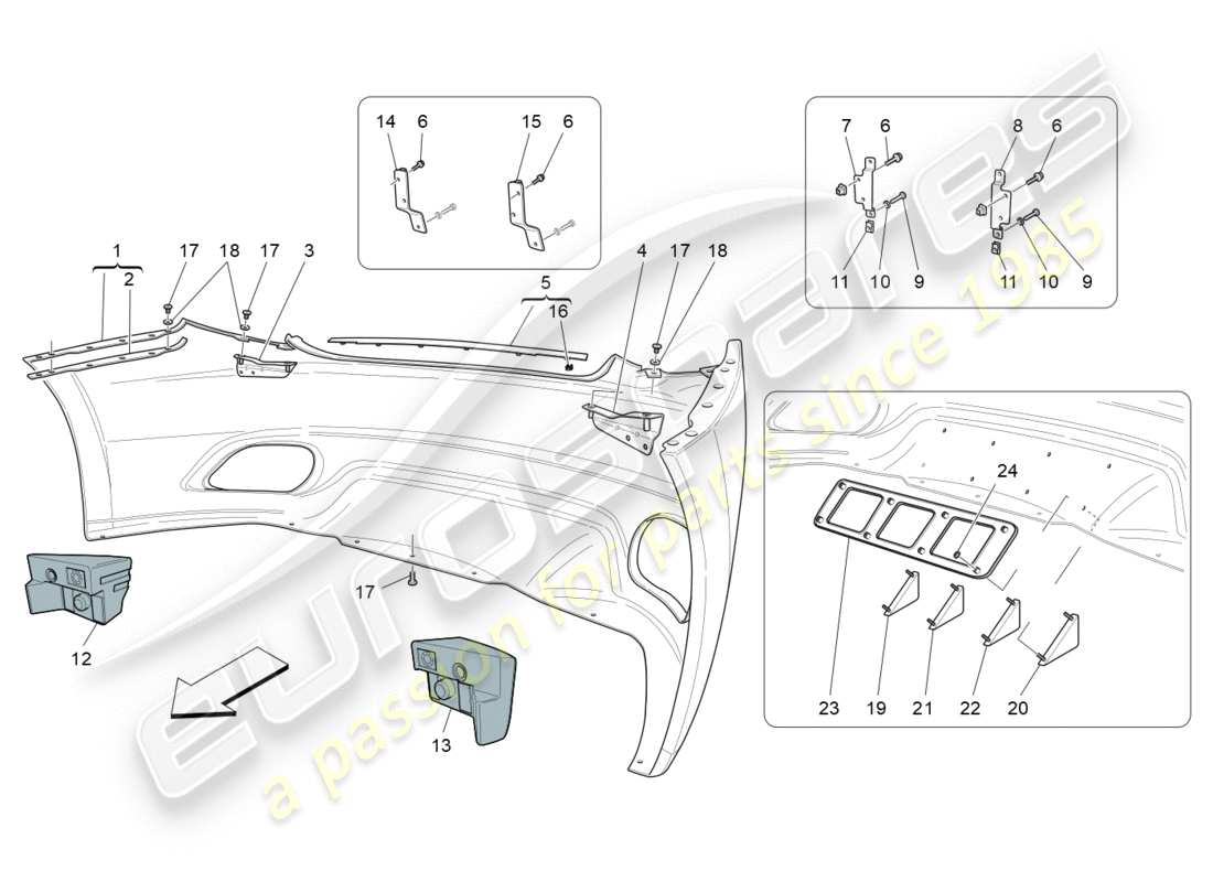 maserati granturismo (2010) rear bumper part diagram