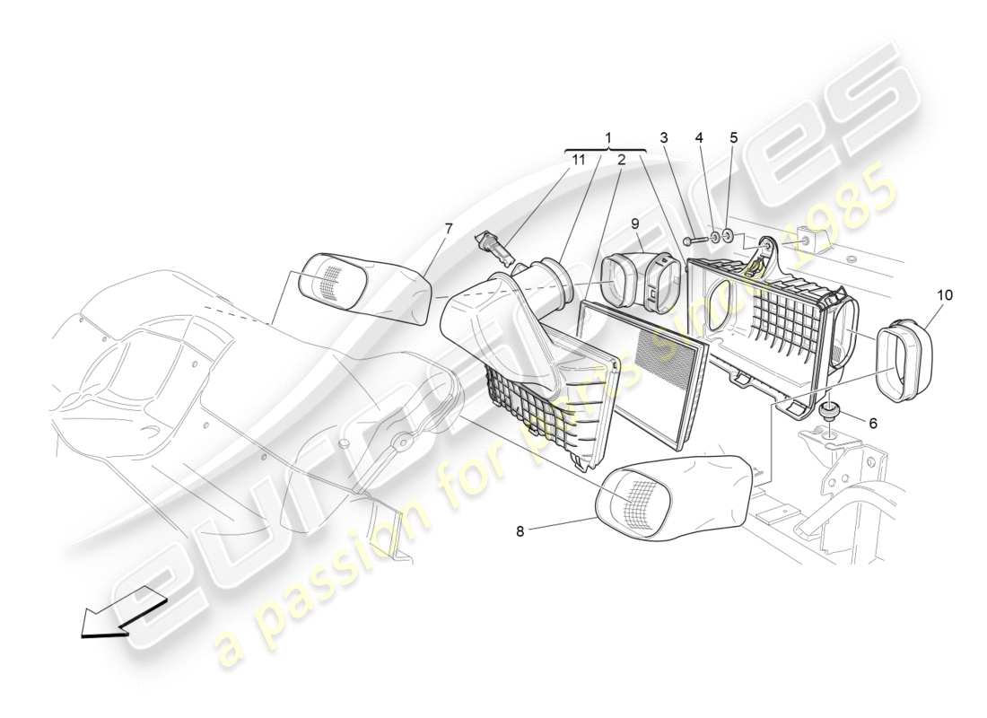 maserati granturismo s (2019) air filter, air intake and ducts part diagram