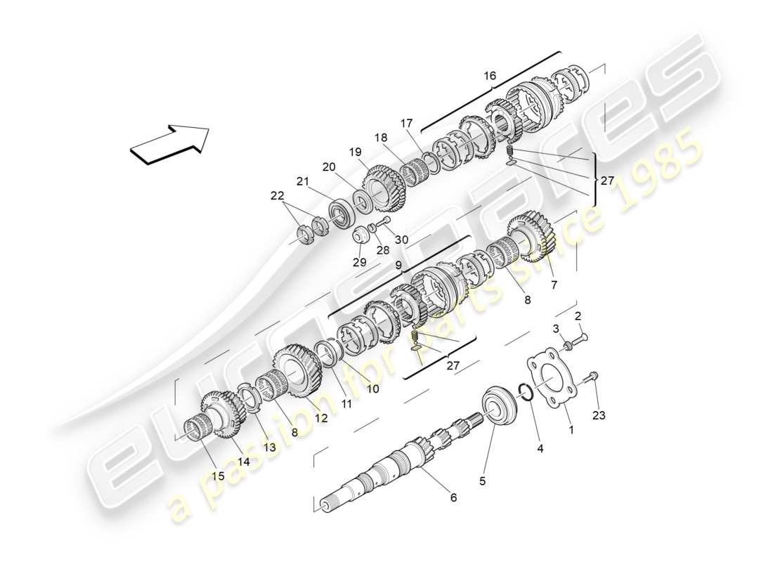 maserati granturismo s (2013) main shaft gears part diagram