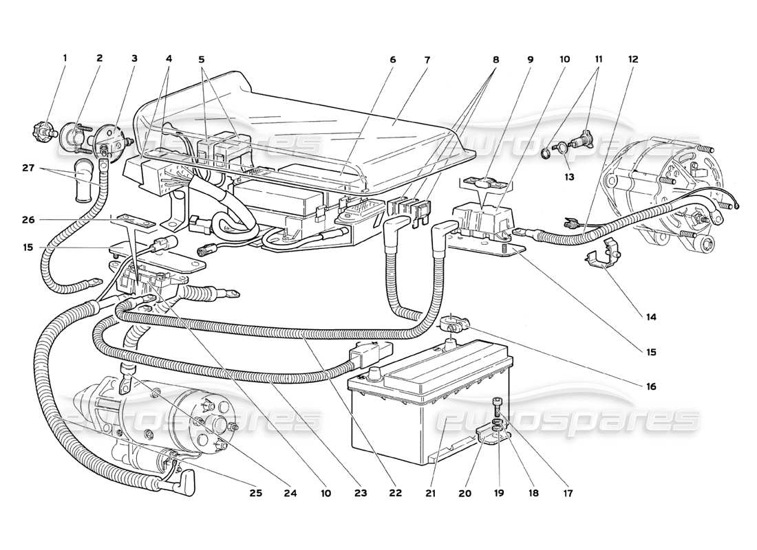 lamborghini diablo sv (1999) electrical system part diagram