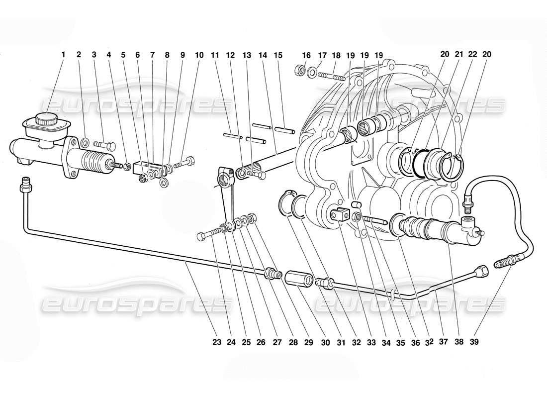 lamborghini diablo (1991) clutch control levers part diagram