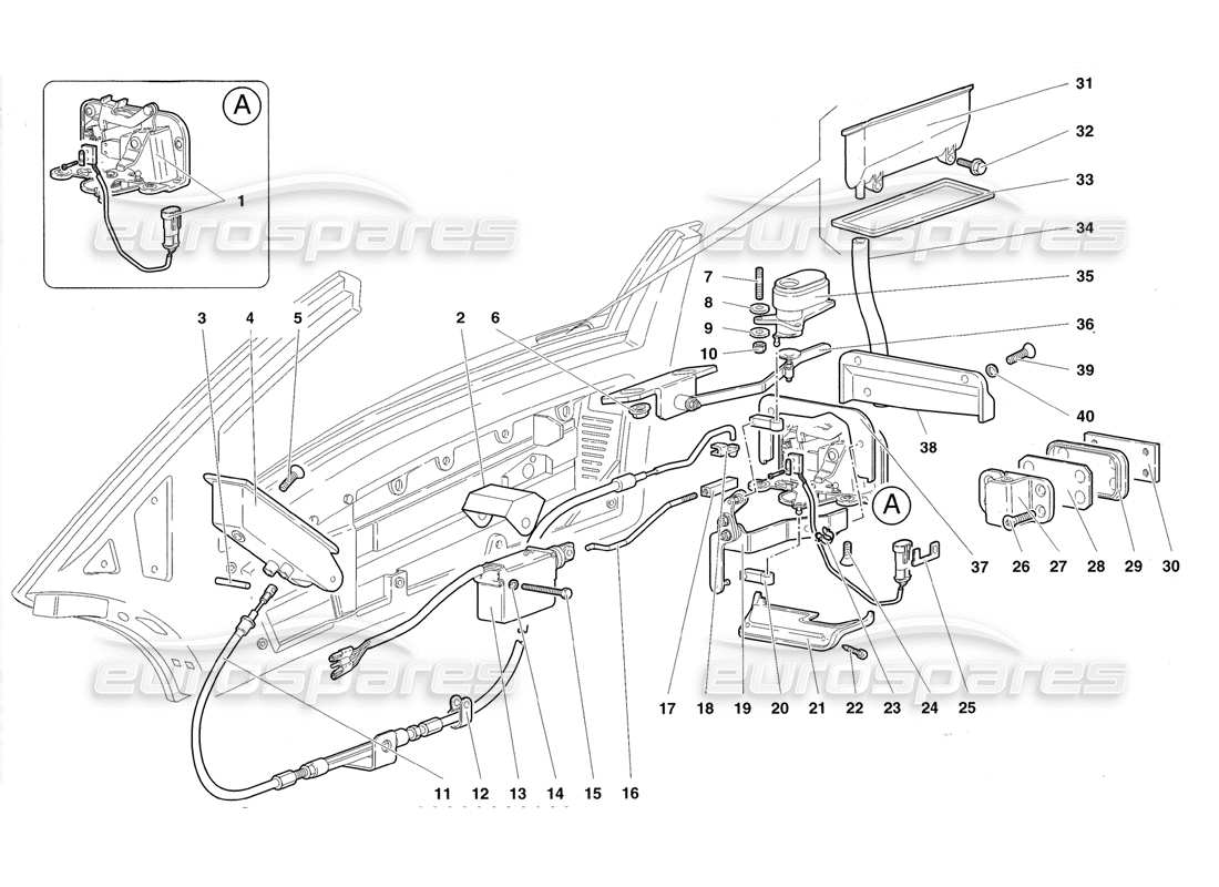 lamborghini diablo roadster (1998) doors part diagram