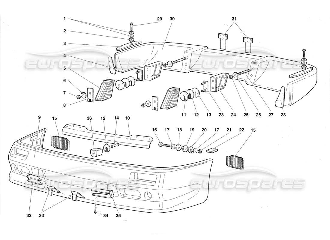 lamborghini diablo roadster (1998) bumpers part diagram