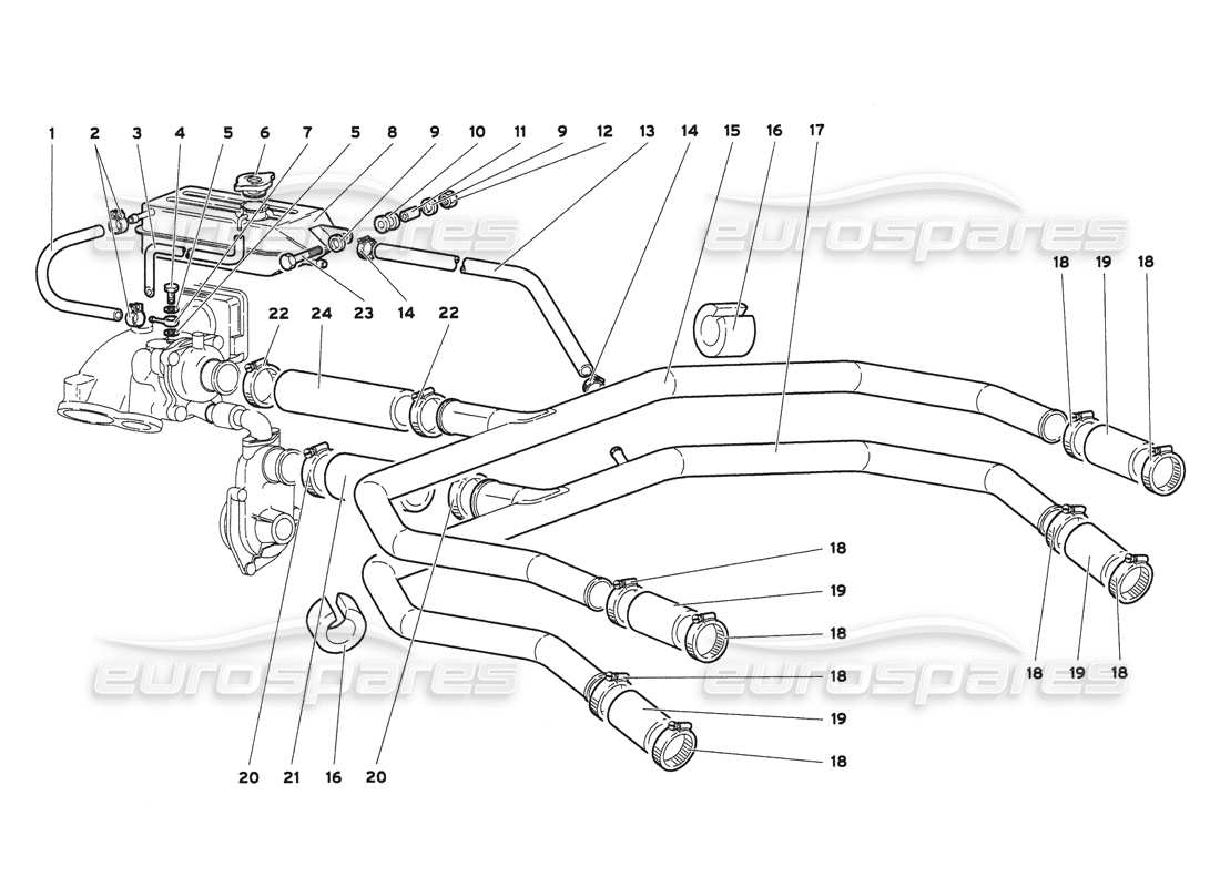 lamborghini diablo 6.0 (2001) water cooling system part diagram