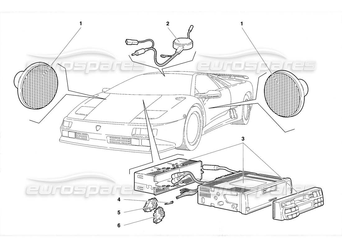 lamborghini diablo se30 (1995) radio set part diagram