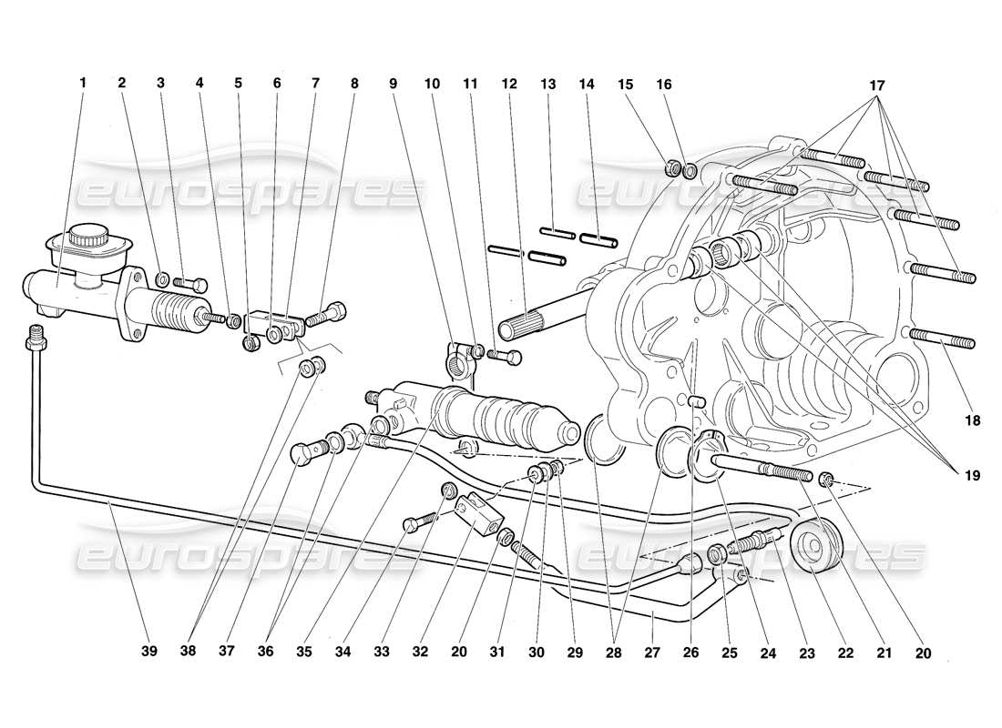 lamborghini diablo sv (1997) clutch control levers part diagram