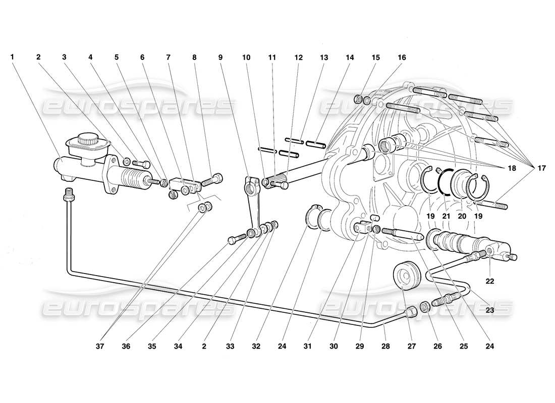 lamborghini diablo se30 (1995) clutch control levers part diagram