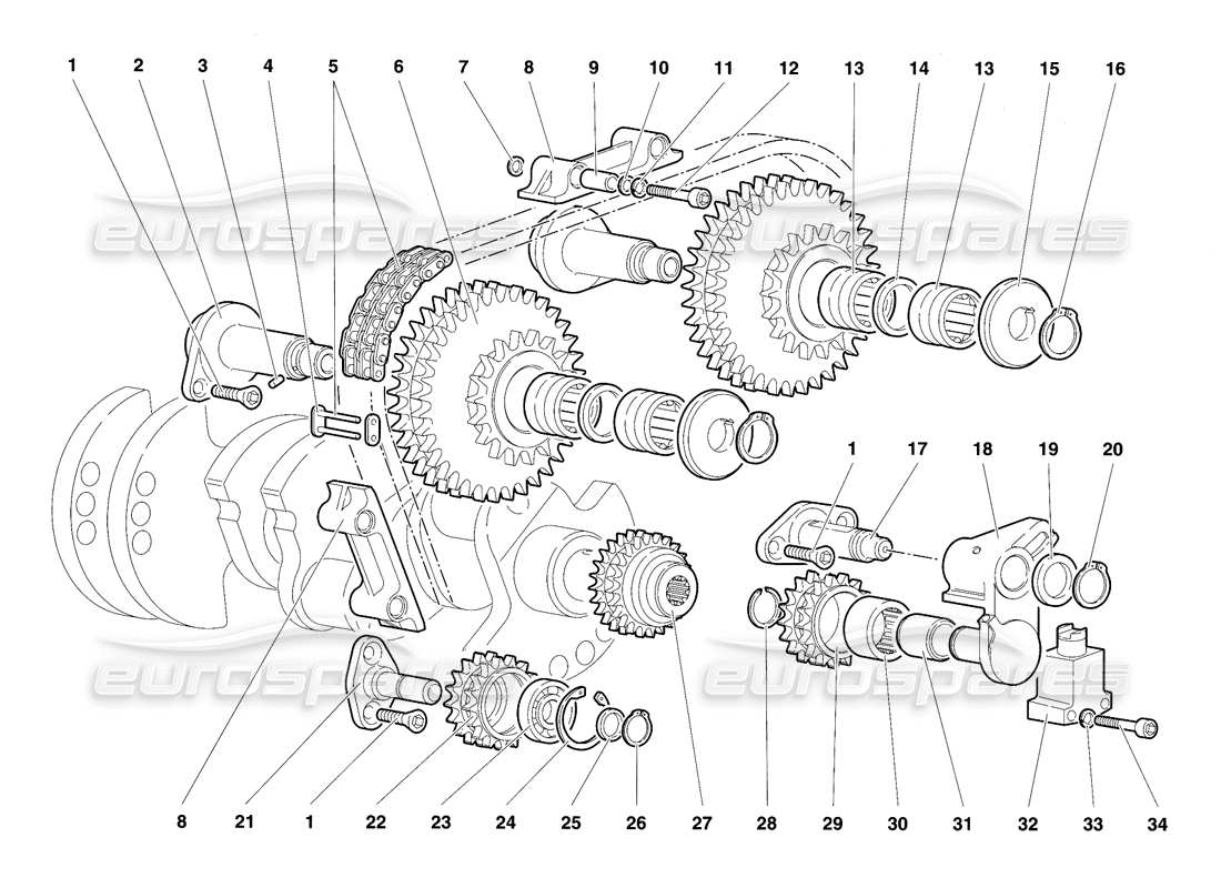 lamborghini diablo se30 (1995) timing system part diagram