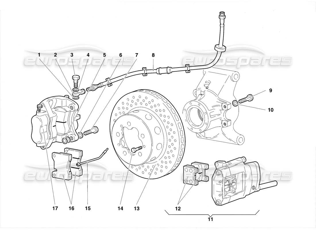 lamborghini diablo se30 (1995) rear brakes part diagram