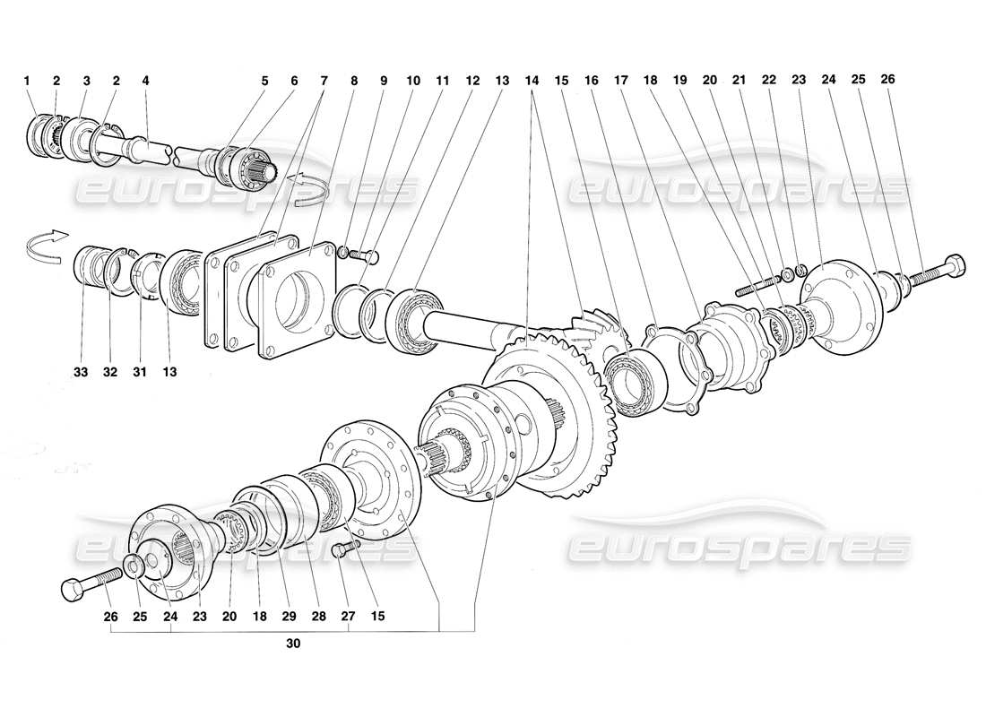 lamborghini diablo se30 (1995) differential part diagram