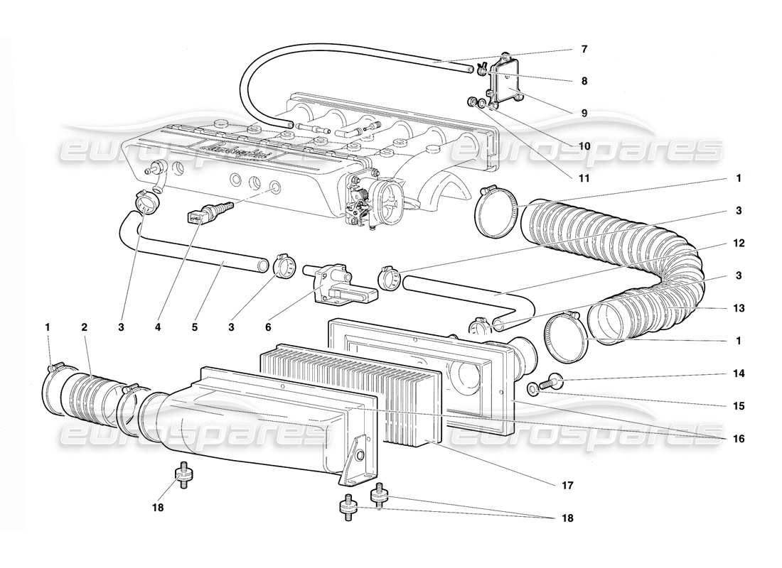 lamborghini diablo se30 (1995) air filters part diagram