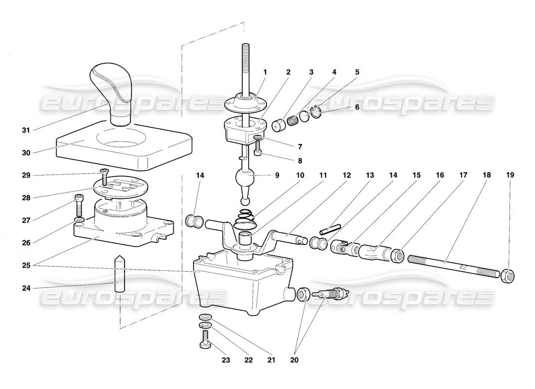 lamborghini diablo se30 (1995) gearbox control tower part diagram