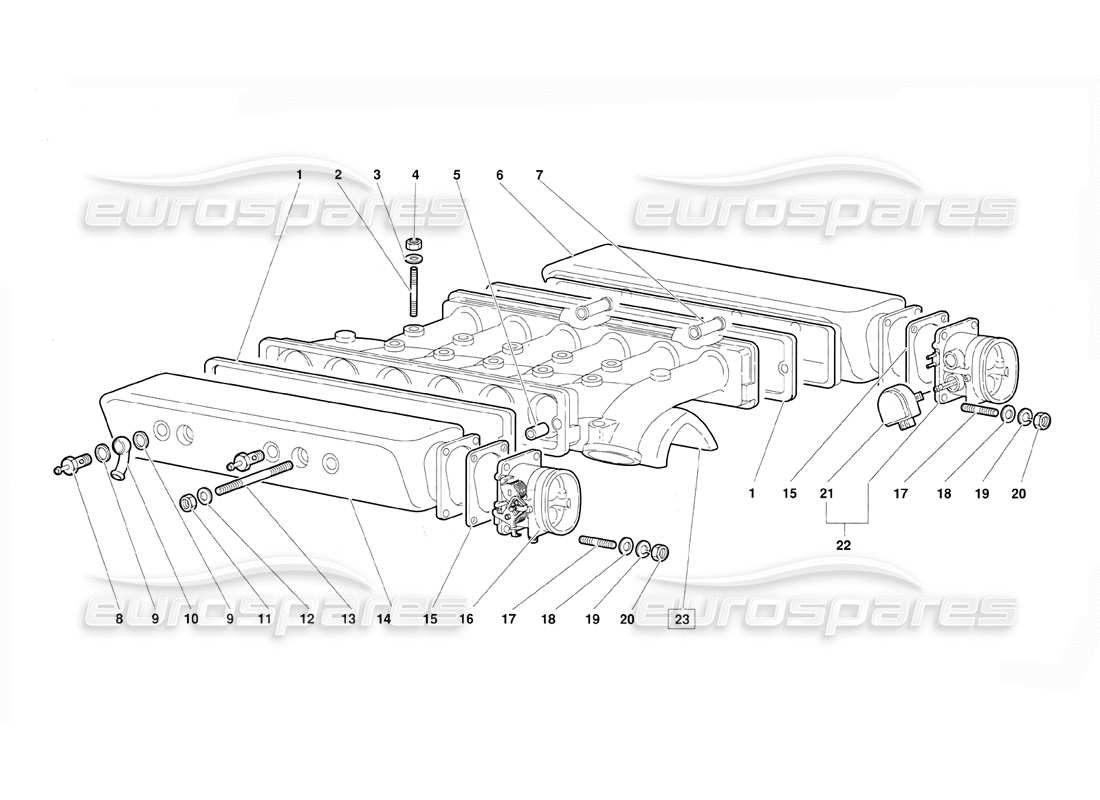 lamborghini diablo (1991) intake manifold (valid for june 1992 version) part diagram