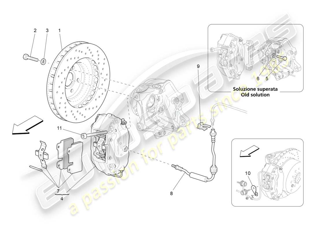 maserati granturismo s (2015) braking devices on rear wheels part diagram