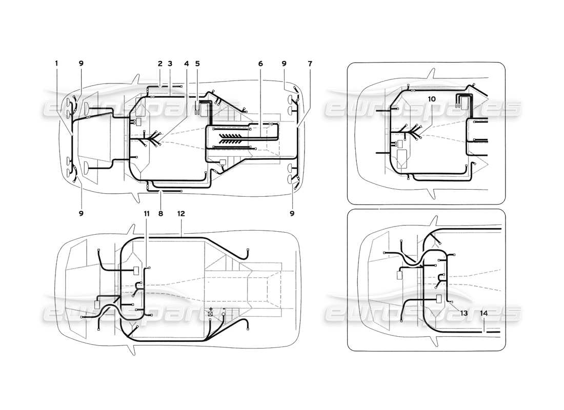 lamborghini diablo sv (1999) electrical system part diagram