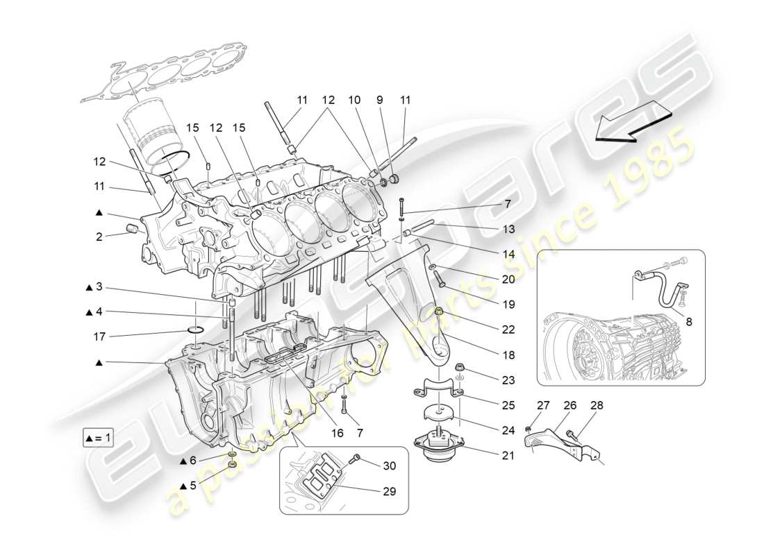 maserati granturismo (2011) crankcase parts diagram