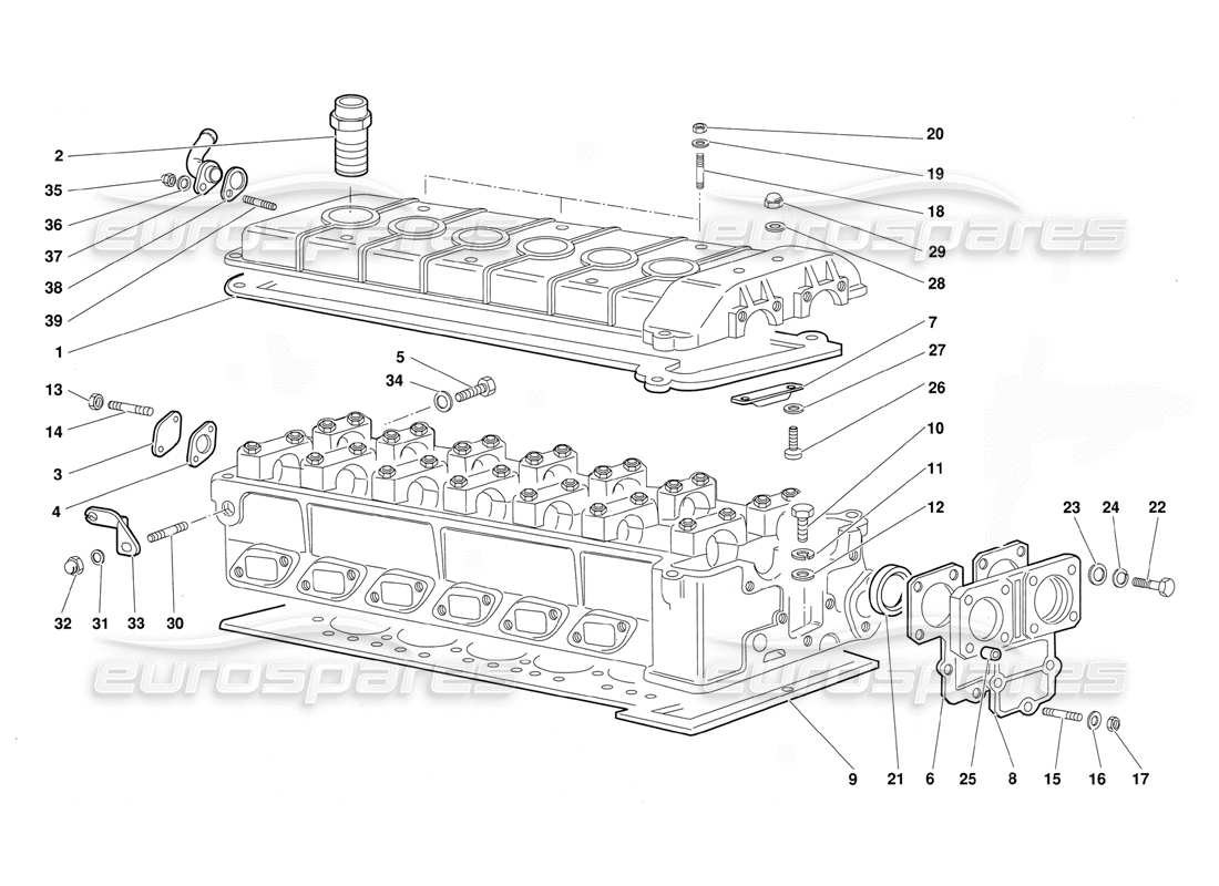 lamborghini diablo (1991) accessories for right cylinder head part diagram