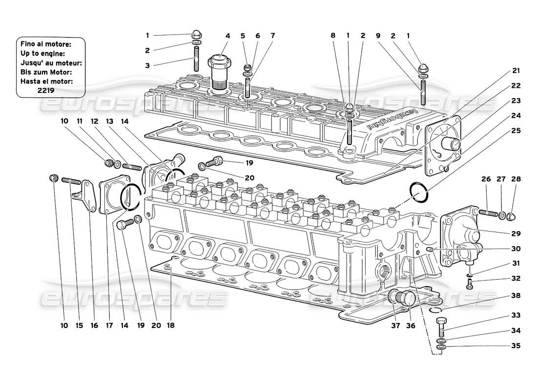 lamborghini diablo sv (1999) accessories for right cylinder head part diagram