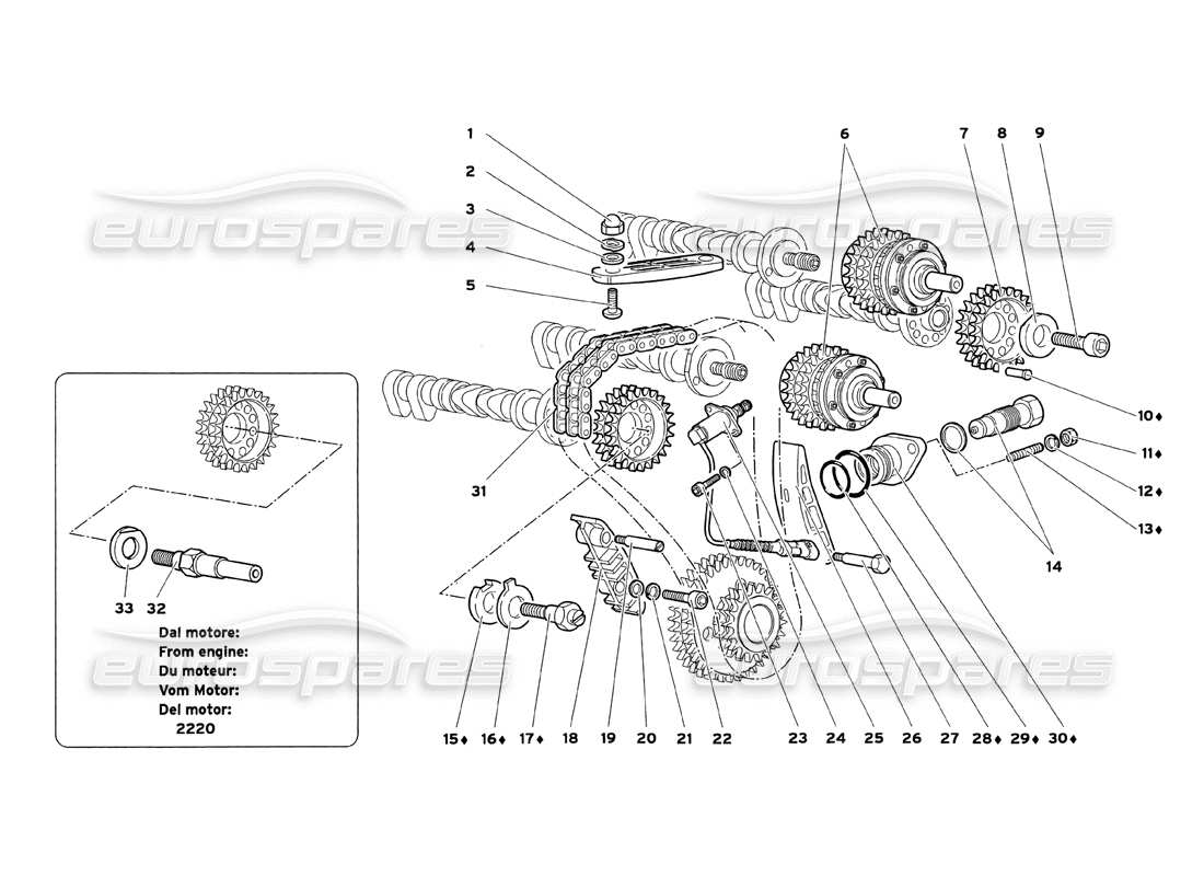 lamborghini diablo sv (1999) timing system part diagram