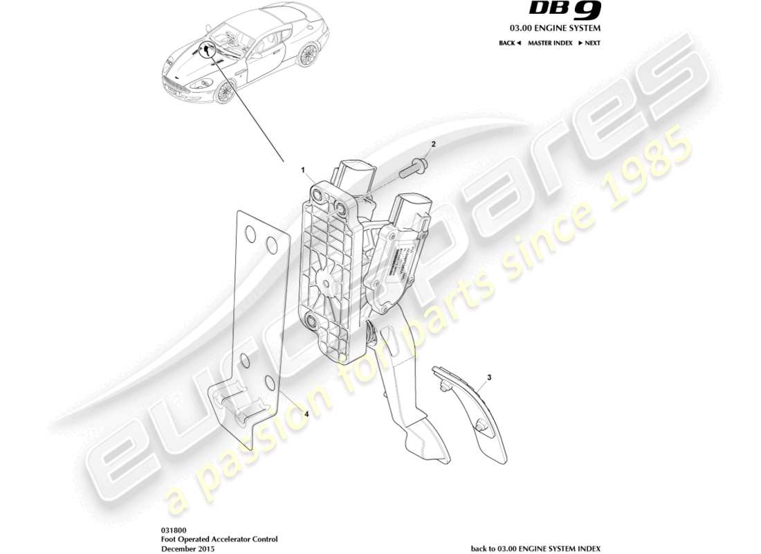 aston martin db9 (2012) accelerator control part diagram