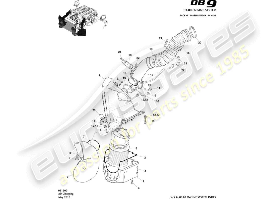 aston martin db9 (2012) air charging part diagram