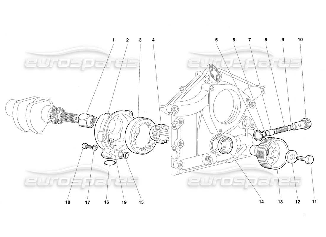 lamborghini diablo sv (1997) engine oil pump part diagram